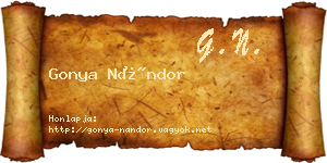 Gonya Nándor névjegykártya